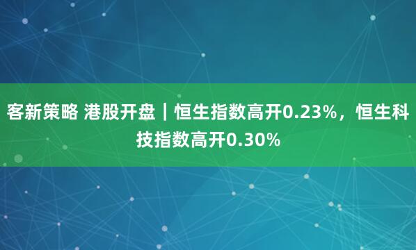 客新策略 港股开盘｜恒生指数高开0.23%，恒生科技指数高开0.30%