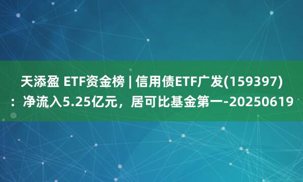 天添盈 ETF资金榜 | 信用债ETF广发(159397)：净流入5.25亿元，居可比基金第一-20250619